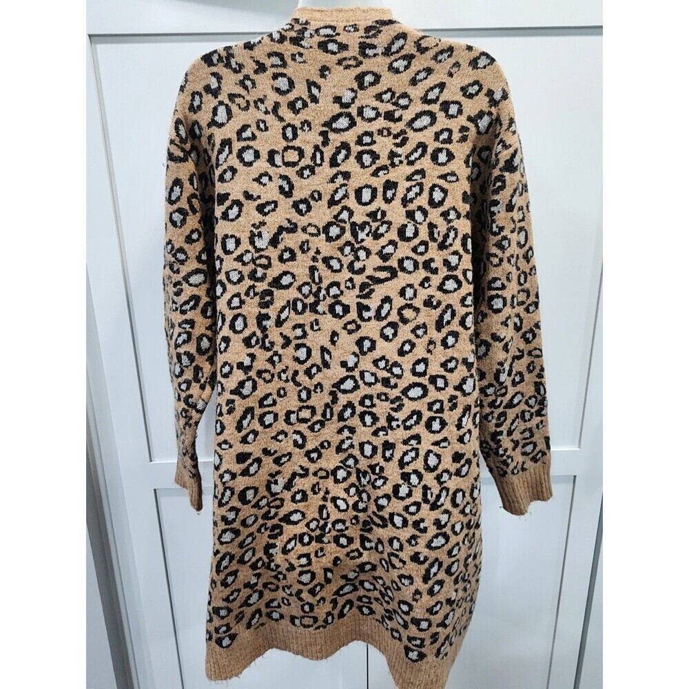 Jodifl Open Front Leopard Long Cardigan Sweater Women’s Medium Soft Fall Pockets - Picture 3 of 6
